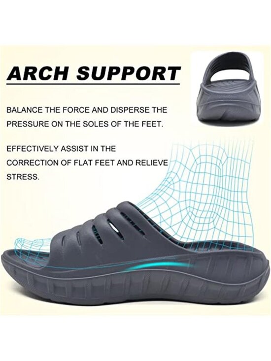 New Mens Recovery Sandals Orthotic Arch Support Open Toe Sport Slides Thick